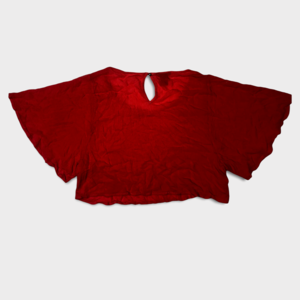 Stoosh Red Cropped Wide Short Sleeve Keyhole Top Women’s Size Large